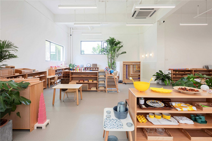純粹簡約風的心流幼兒園教室裝修設(shè)計效果圖