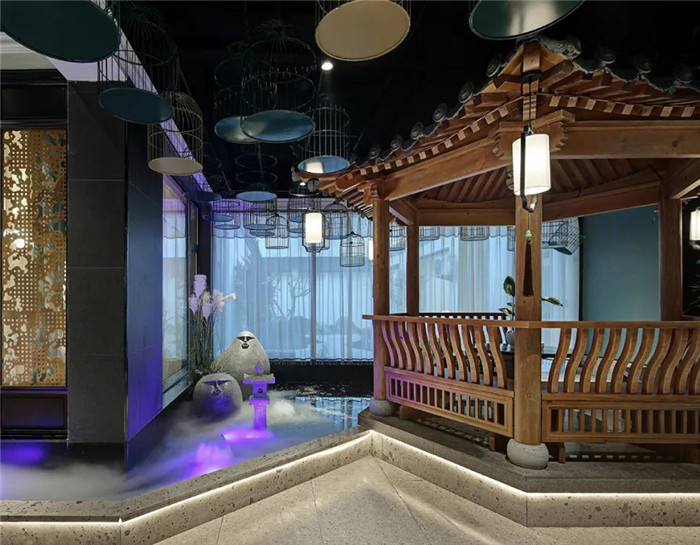 新中式現(xiàn)代混搭風連鎖川菜餐廳水景裝修設(shè)計案例
